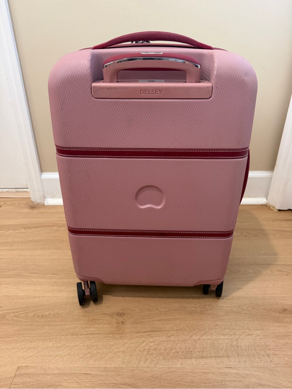 Delsey Paris Chatelet Pink and Burgundy Hardside Carry-On Spinner - Picture 3 of 7